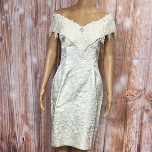 Scott McClintock Vintage 80’s‎ Off-The-Shoulder Jacquard Dress